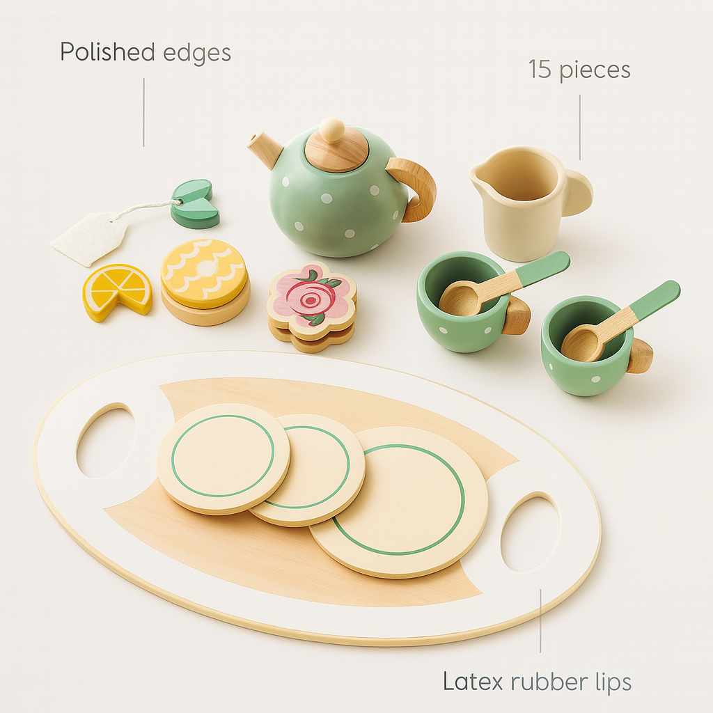 Wooden Afternoon Tea Play Set – Pretend Kitchen Toy for Toddlers & Kids