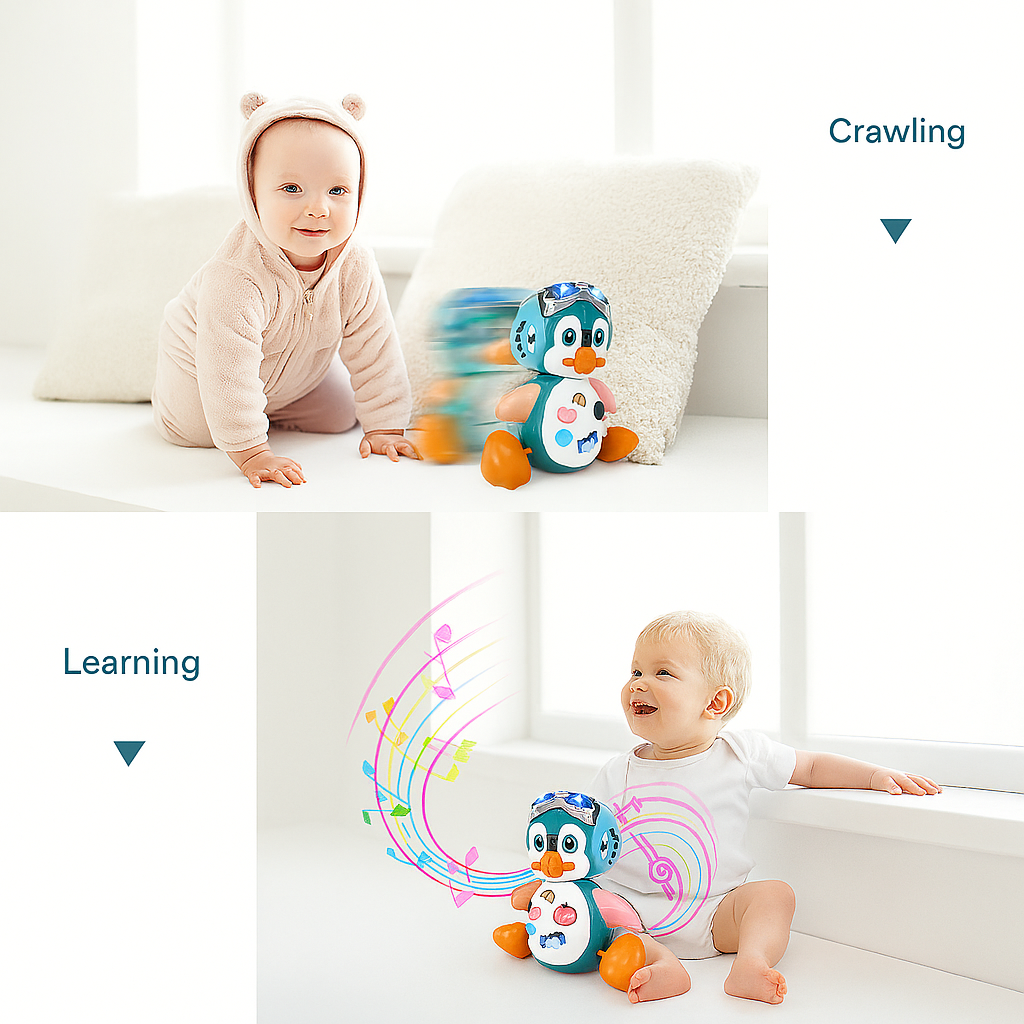 Baby Musical Crawling Penguin – Interactive Light-Up Toy for Tummy Time and Learning