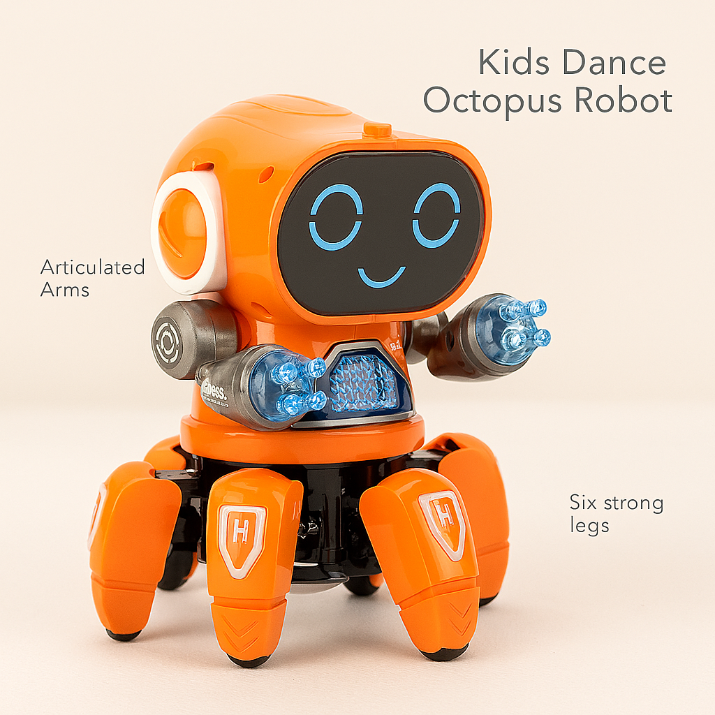 Kids Dance Octopus Robot – 6-Claw LED Music Toy for Boys and Girls (Ages 3–6)