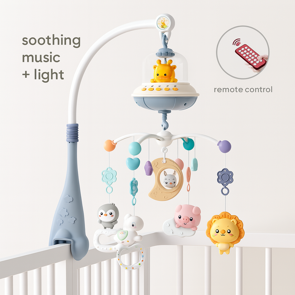 Musical Baby Crib Mobile – Light Projection & Remote-Control Toy for Newborns