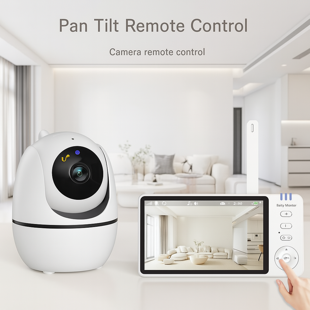 5-Inch Video Baby Monitor – HD PTZ Camera with Zoom, Night Vision & Temperature Sensor