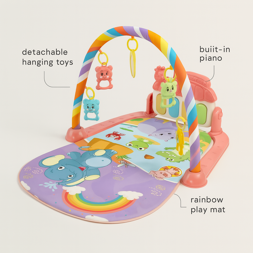 Baby Musical Activity Gym – Piano Play Mat with Lights for Newborn Development