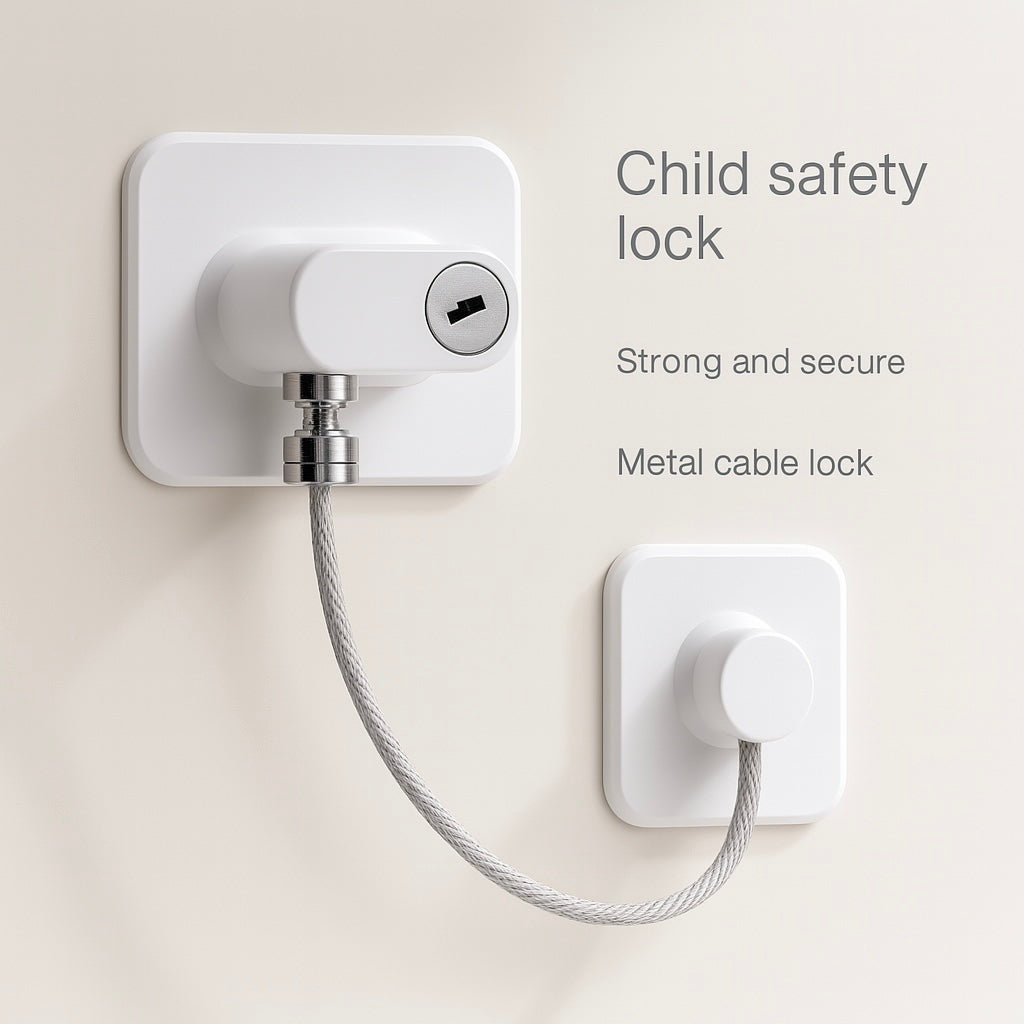 Child Safety Lock – Metal Cable Lock for Windows, Fridge & Cabinets