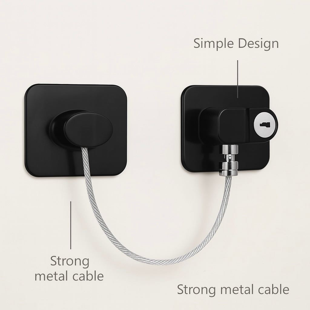 Child Safety Lock – Metal Cable Lock for Windows, Fridge & Cabinets