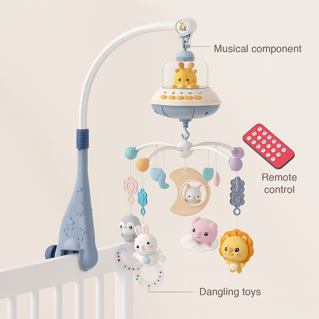 Musical Baby Crib Mobile – Light Projection & Remote-Control Toy for Newborns