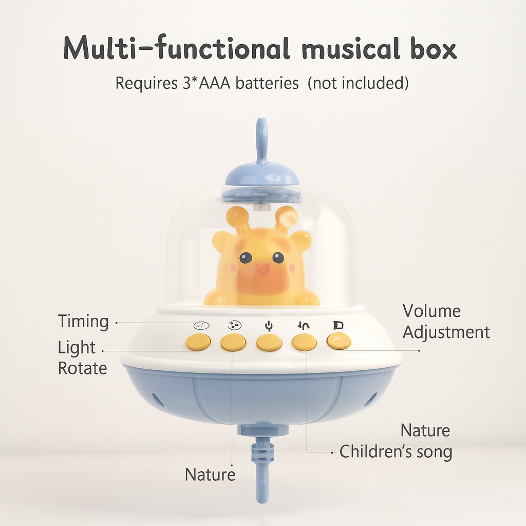 Musical Baby Crib Mobile – Light Projection & Remote-Control Toy for Newborns