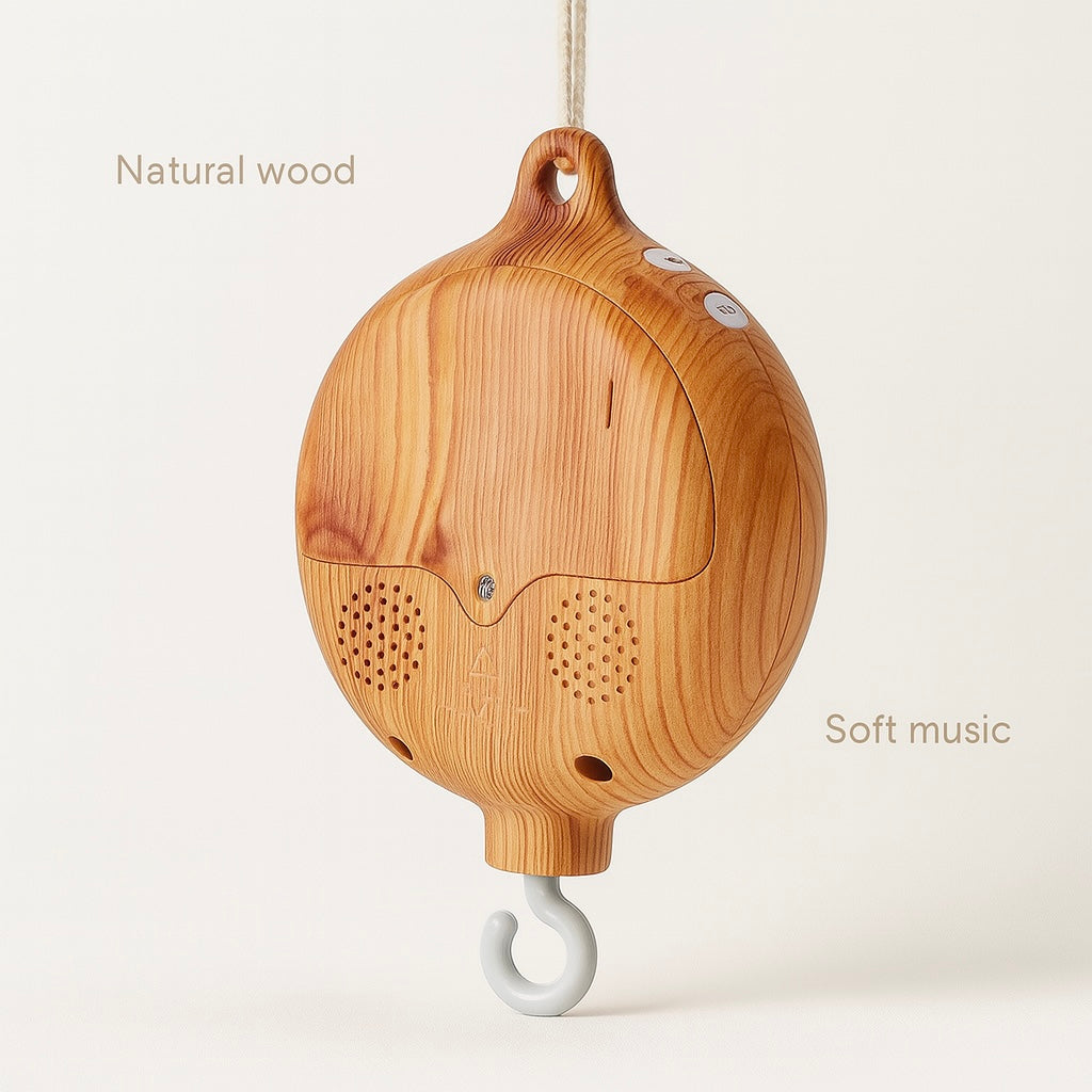 Revolving Music Box – Wooden Hanging Rattle Crib Toy for Newborns