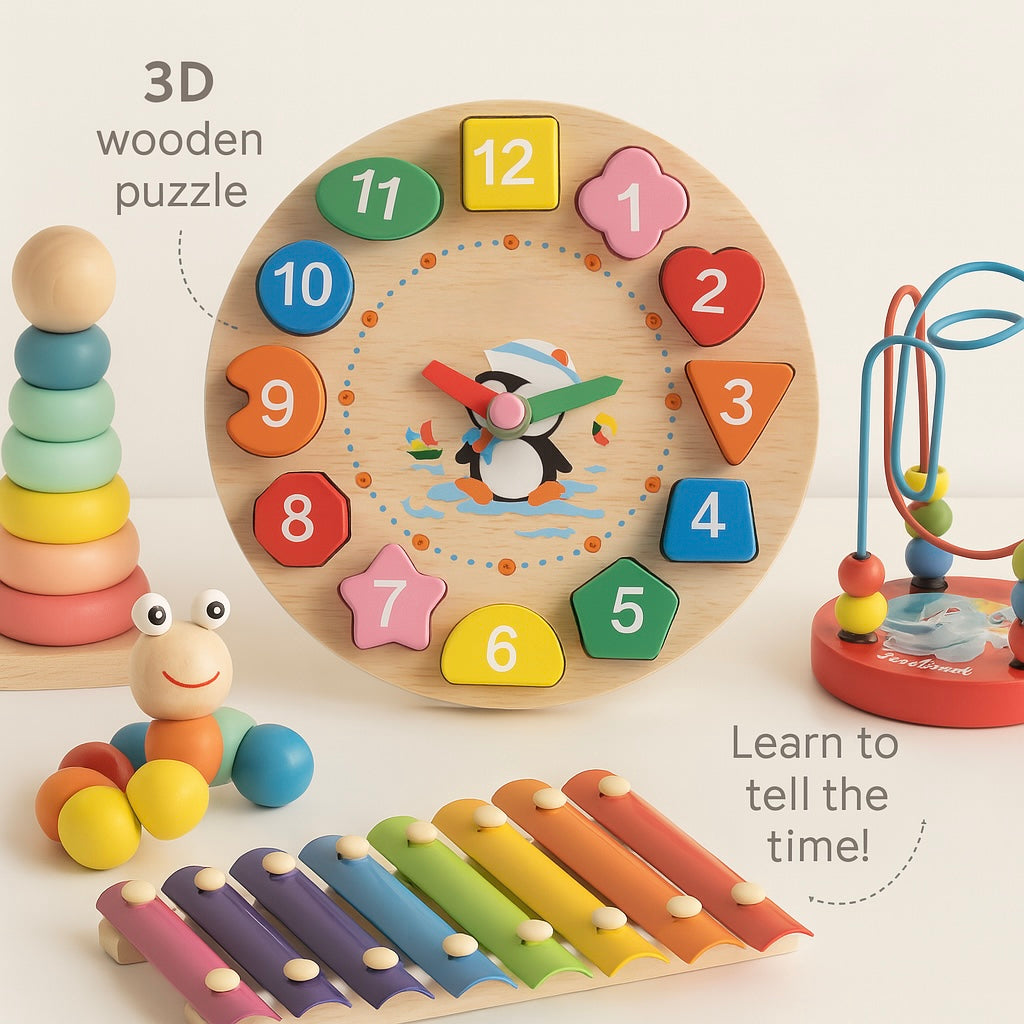 Montessori 3D Wooden Puzzle Toy – Educational Early Learning Game for Toddlers and Kids