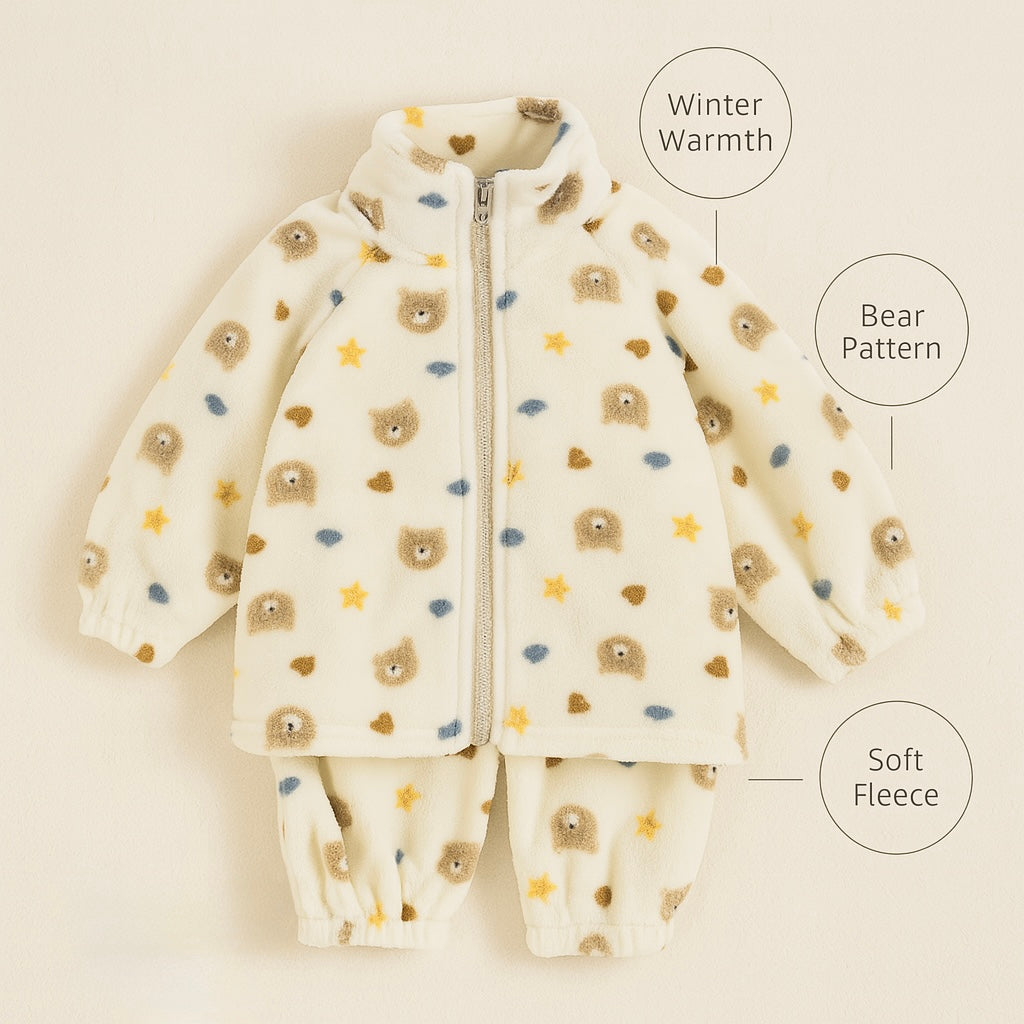 Winter Plush Kids Pajama Set – Thick Fleece Cartoon Sleepwear for Boys & Girls