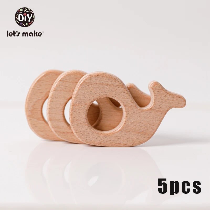 Model PMZ0044 – 5PCS Wooden Baby Teether Set | Beech Rodent & Animal Pendants for DIY Gifts