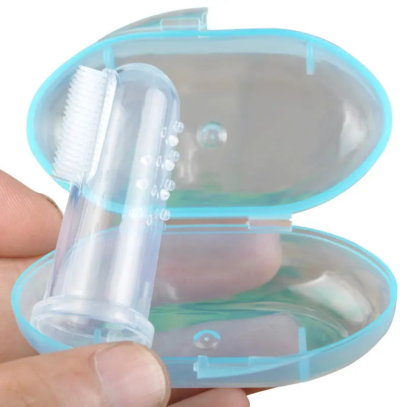 Soft Silicone Baby Finger Toothbrush with Case – Infant Gum Massager & Early Oral Care Tool