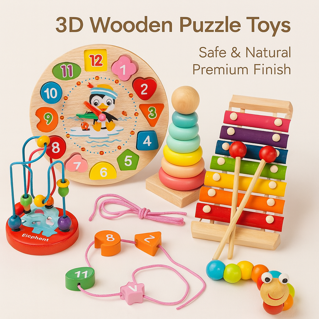 Montessori 3D Wooden Puzzle Toy – Educational Early Learning Game for Toddlers and Kids