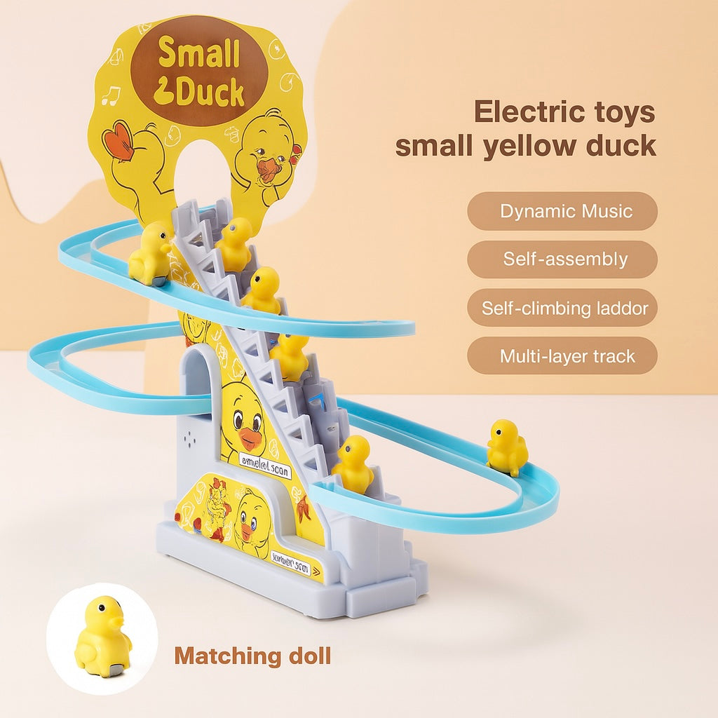 Electric Duck Track Slide Toy – LED Lights & Musical Climbing Stairs for Kids