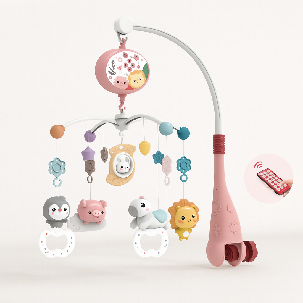 Musical Baby Crib Mobile – Light Projection & Remote-Control Toy for Newborns