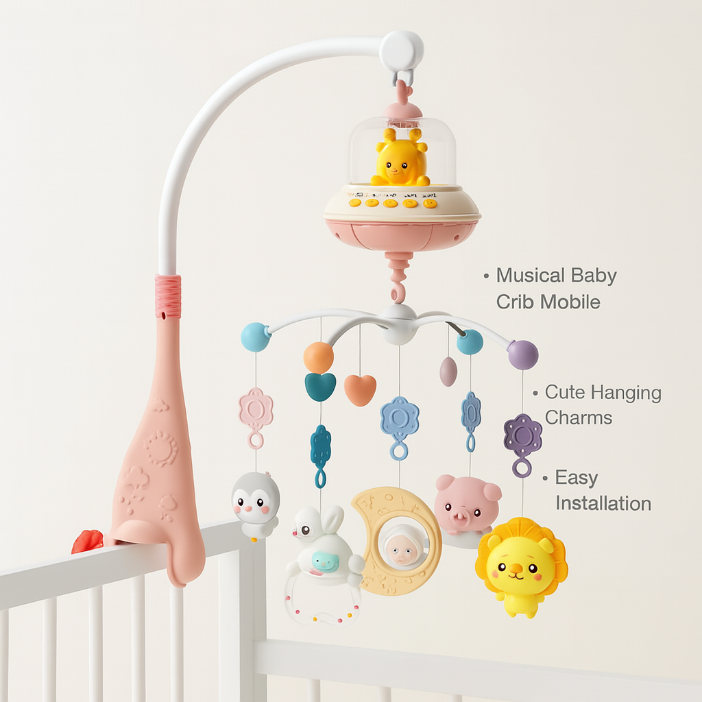 Musical Baby Crib Mobile – Light Projection & Remote-Control Toy for Newborns