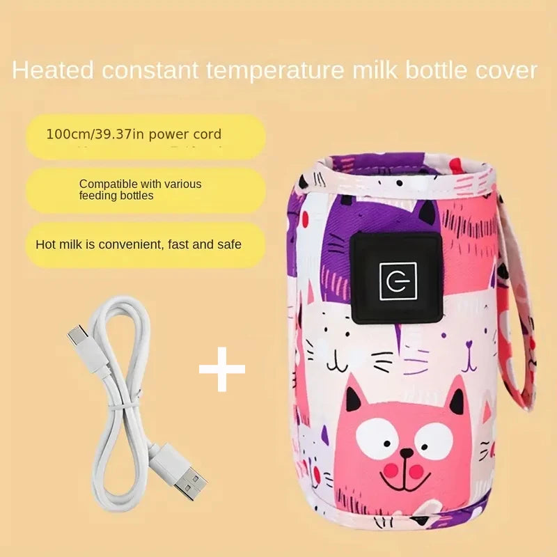 USB Baby Bottle Warmer – Portable PU Feeding Heater for Stroller & Travel Use