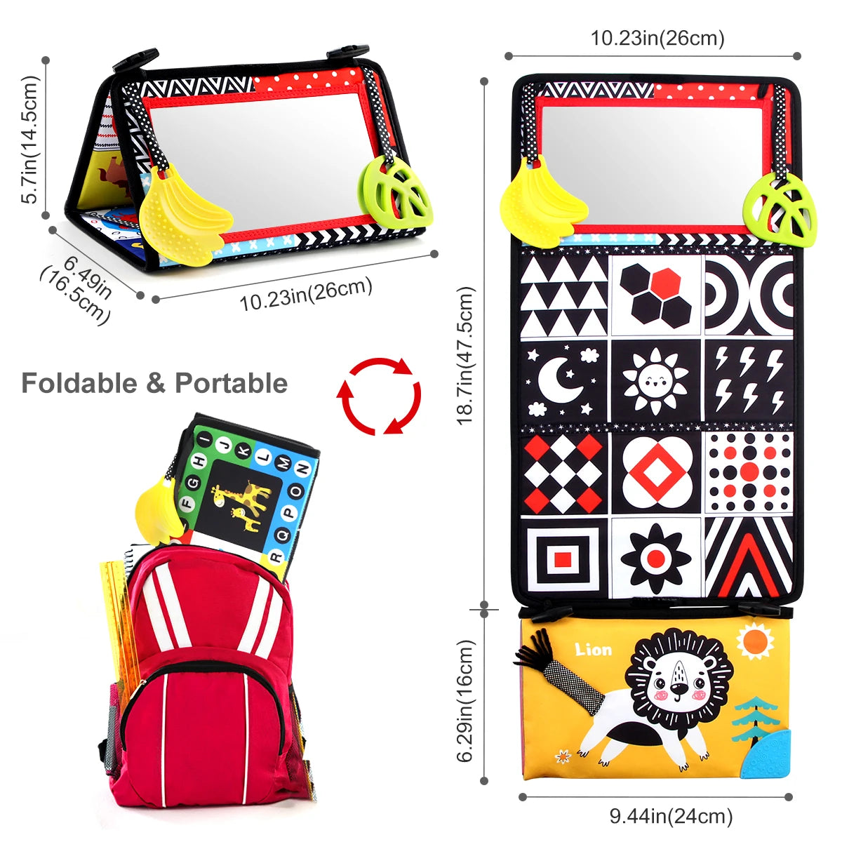 Colorful Baby Floor Mirror Montessori Sensory Toy for Crawling Development 6-24 Months