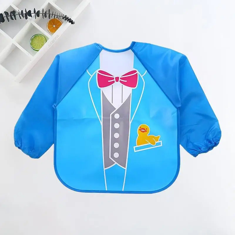 Waterproof Cartoon Baby Bib – Long Sleeve Feeding Apron with Pocket for 0–3Y