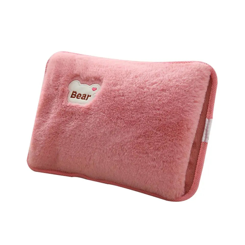 Rechargeable Electric Hot Water Bottle with Rabbit Fur Cover – Safe Reusable Hand Warmer 500W