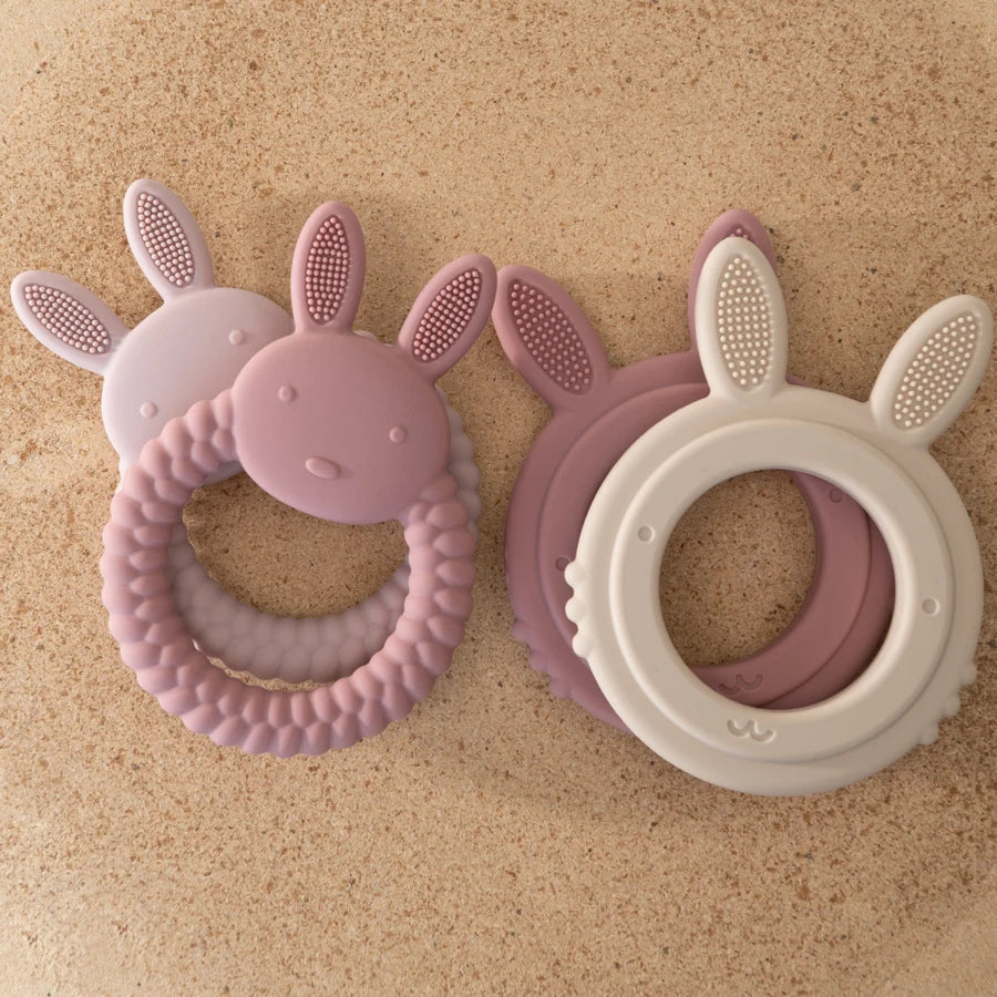 Silicone Rabbit Baby Teether – BPA-Free Cartoon Teething Toy for Infants
