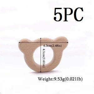 Model PMZ0044 – 5PCS Wooden Baby Teether Set | Beech Rodent & Animal Pendants for DIY Gifts
