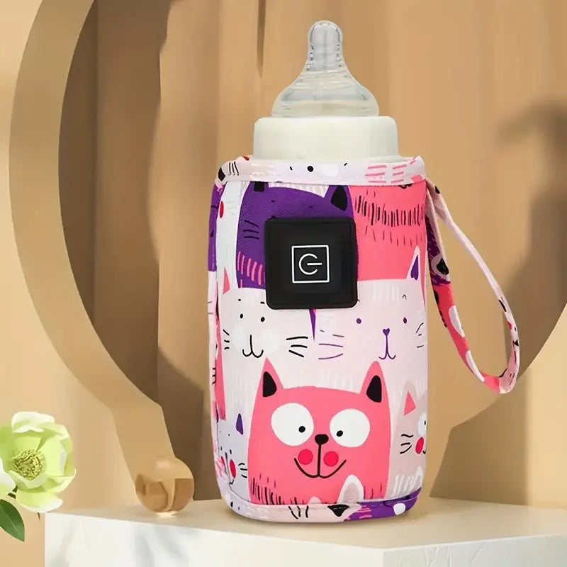 USB Baby Bottle Warmer – Portable PU Feeding Heater for Stroller & Travel Use