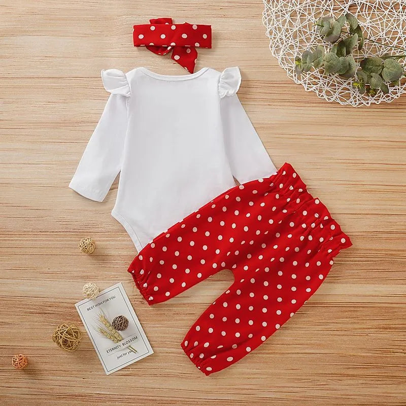 3PCS Baby Girl Outfit – Heart Romper, Pants & Headband Set (0–18 Months)