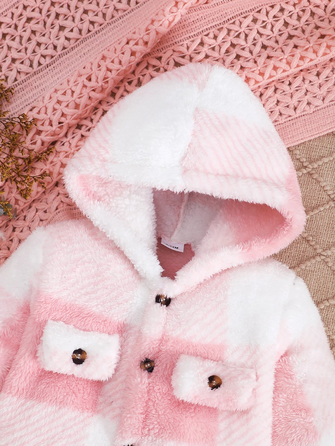Baby Girl Plush Hooded Jumpsuit – Winter Checkered Romper (0–24M)