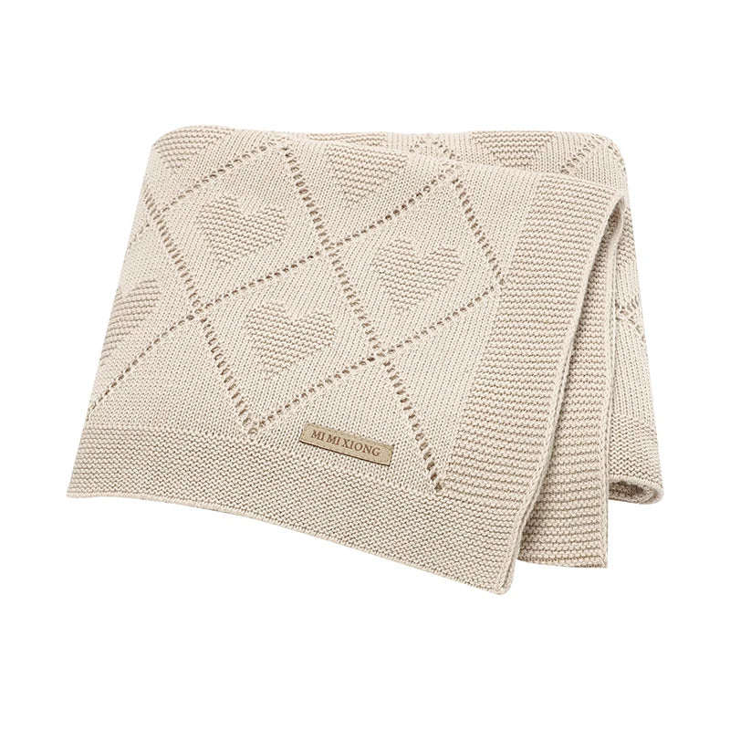 Baby Cotton Knit Blanket – Soft Swaddle Wrap for Stroller & Nursery, 90x70cm