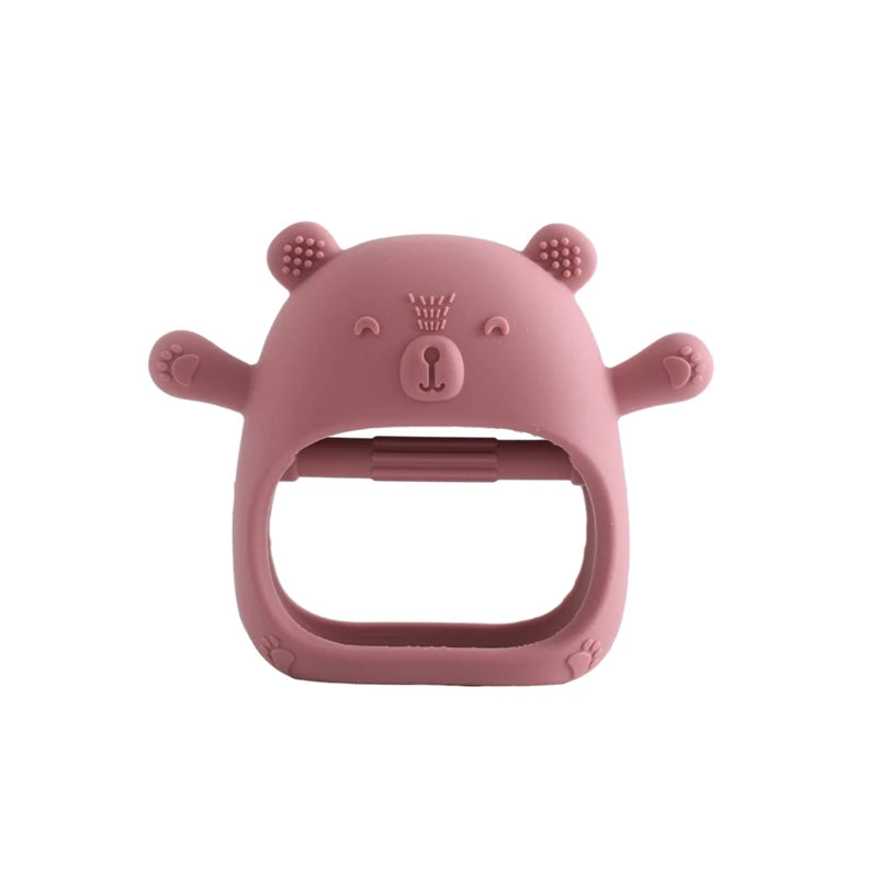 Baby Teether Glove Cartoon Bear | BPA-Free Silicone Molar Mitt for Teething Relief