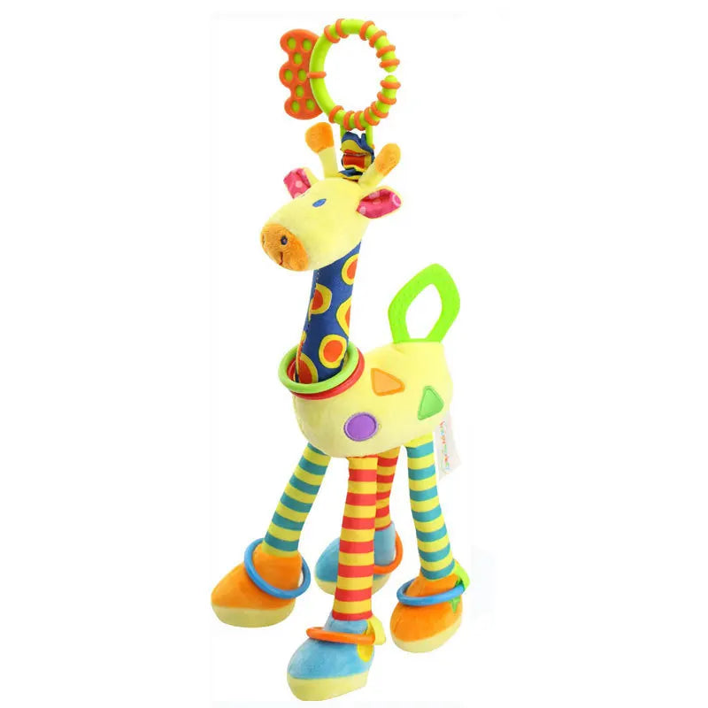 Soft Animal Handbells Rattle – Giraffe & Zebra Plush Toy with Teether for Infants