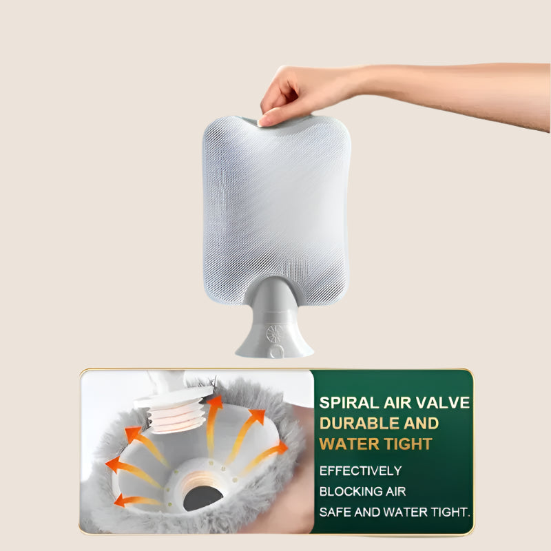 1L/2L Plush Hot Water Bottle with Foot and Belly Warmer Cover – Winter Heating Bag