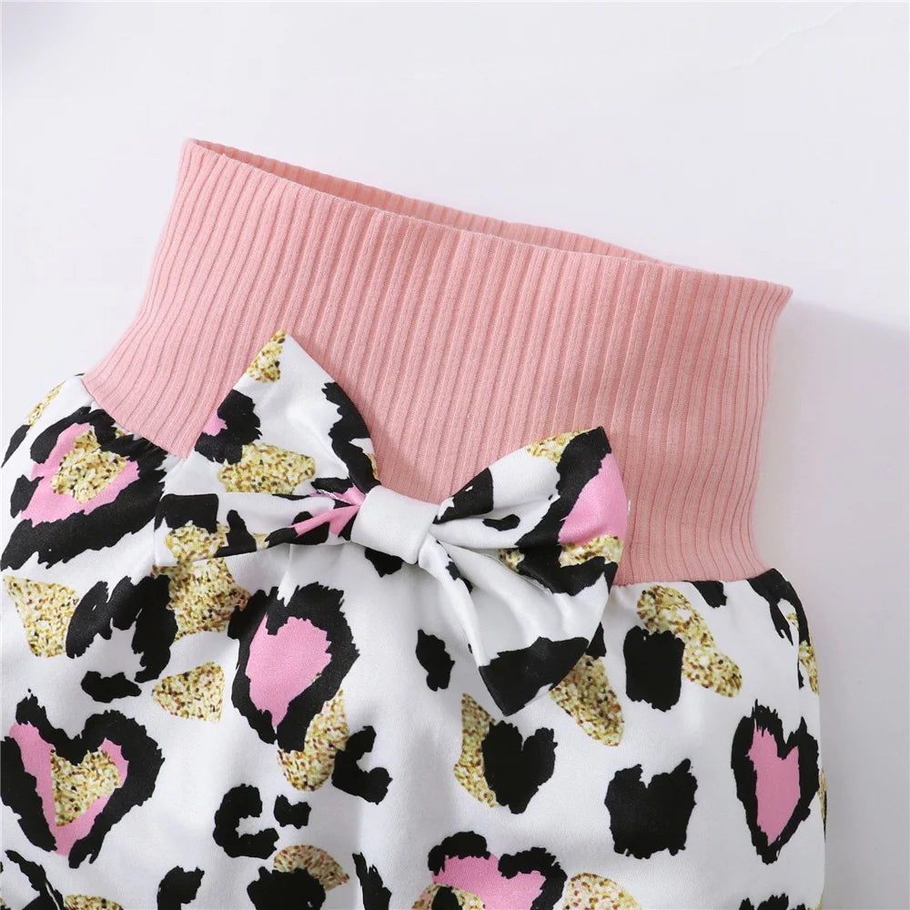 3PCS Mama Print Baby Girl Outfit – Long Sleeve Romper, Heart Pants & Headband Set