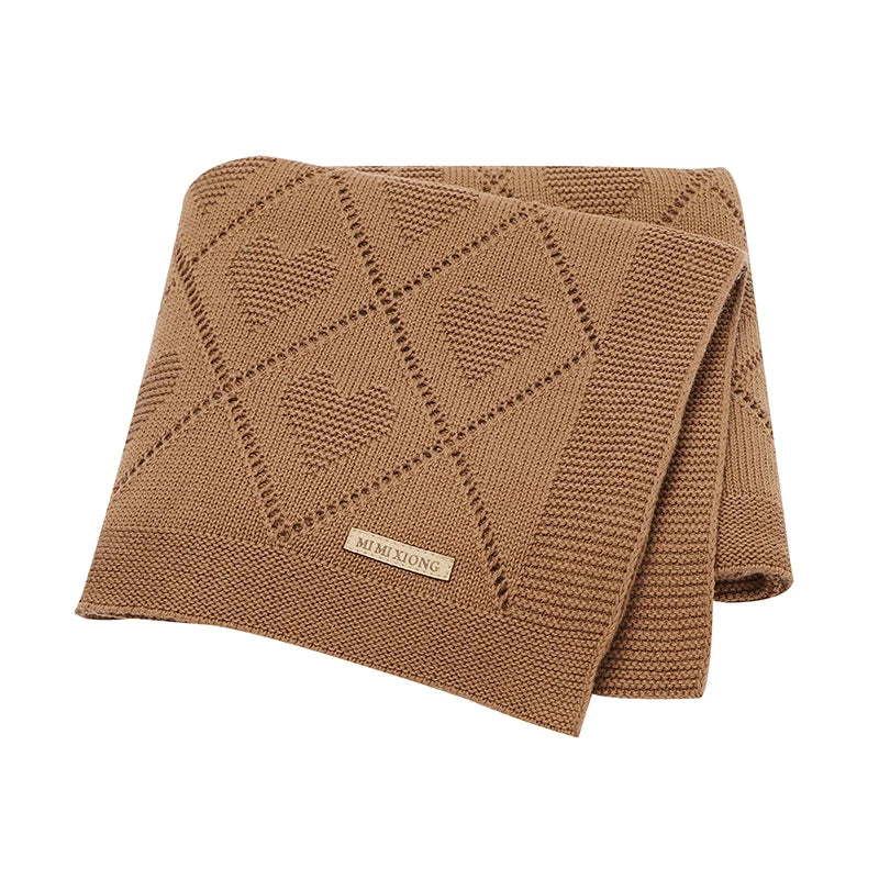 Baby Cotton Knit Blanket – Soft Swaddle Wrap for Stroller & Nursery, 90x70cm