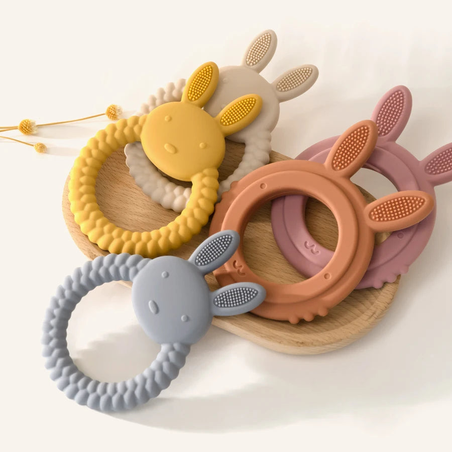 Silicone Rabbit Baby Teether – BPA-Free Cartoon Teething Toy for Infants
