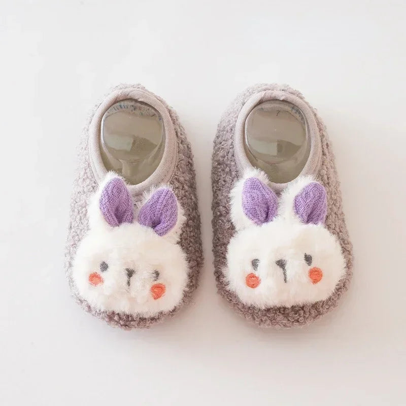 Winter Warm Baby Slippers – Soft Plush Indoor Floor Shoes with Anti-slip Sole for Toddlers