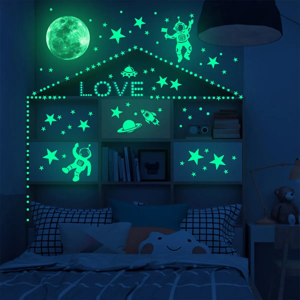 Luminous Moon & Stars Wall Stickers – Glow-in-the-Dark Noctilucent Decals for Kids Room Decor