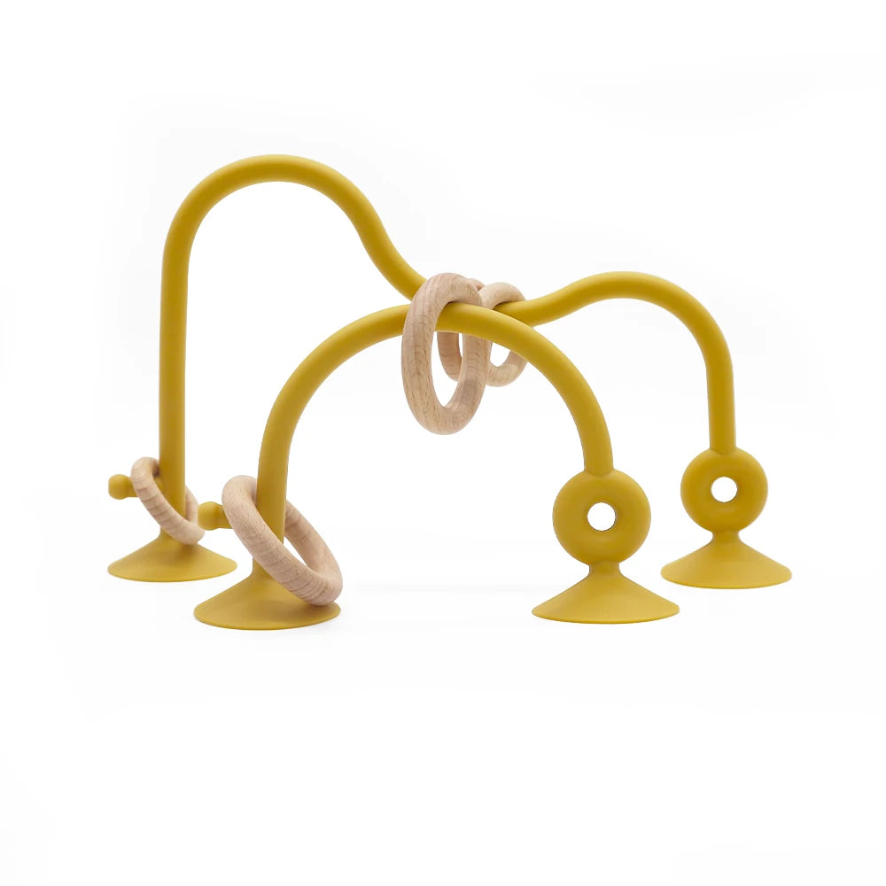 Soft Silicone & Wooden Ring Teether Toy for Babies – Safe Chewing & Newborn Photography Accessory