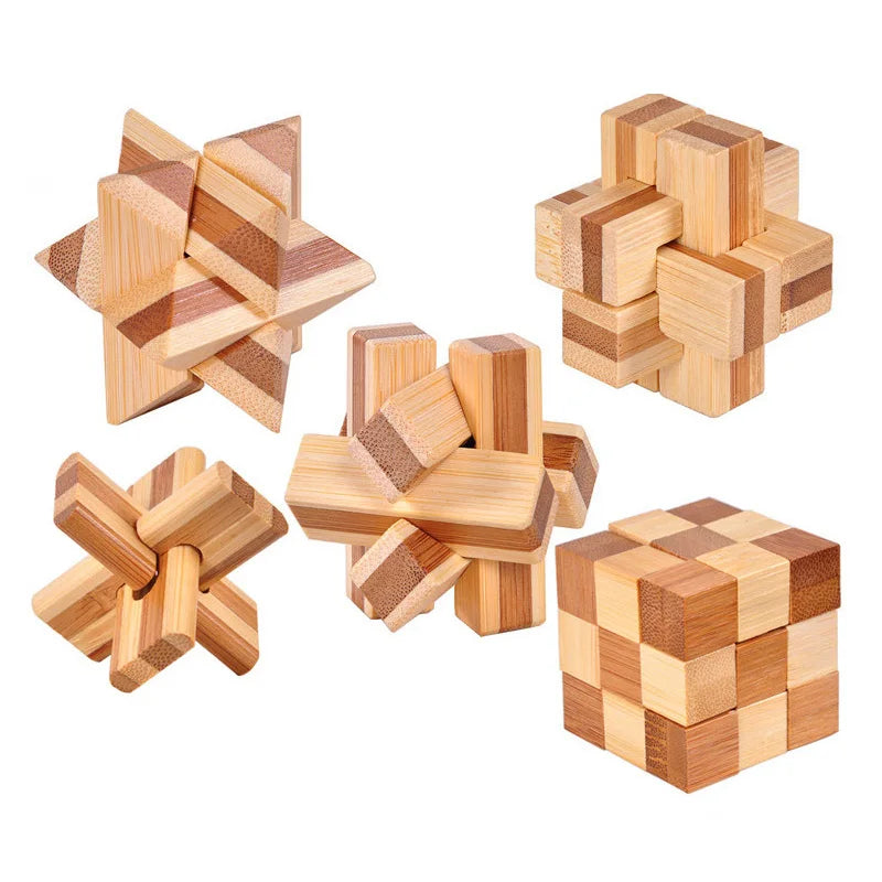 Wooden Kong Ming Lock Lu Ban Puzzle Toy for Kids & Adults – Brain Teaser 3D Montessori Game