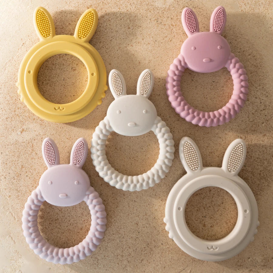 Silicone Rabbit Baby Teether – BPA-Free Cartoon Teething Toy for Infants