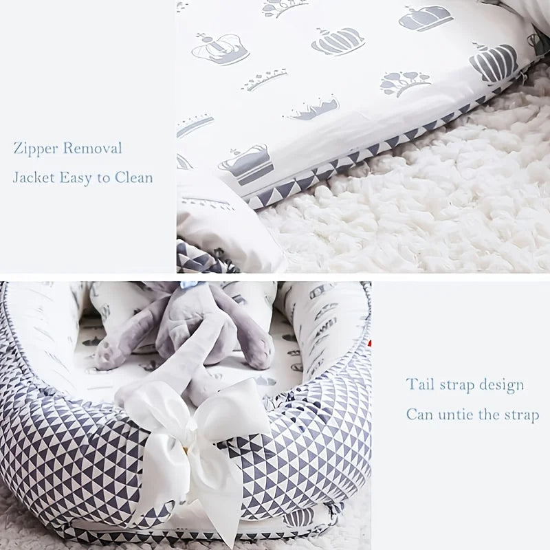 Portable Baby Nest for Co-Sleeping – Adjustable Cotton Newborn Lounger Bed Crib