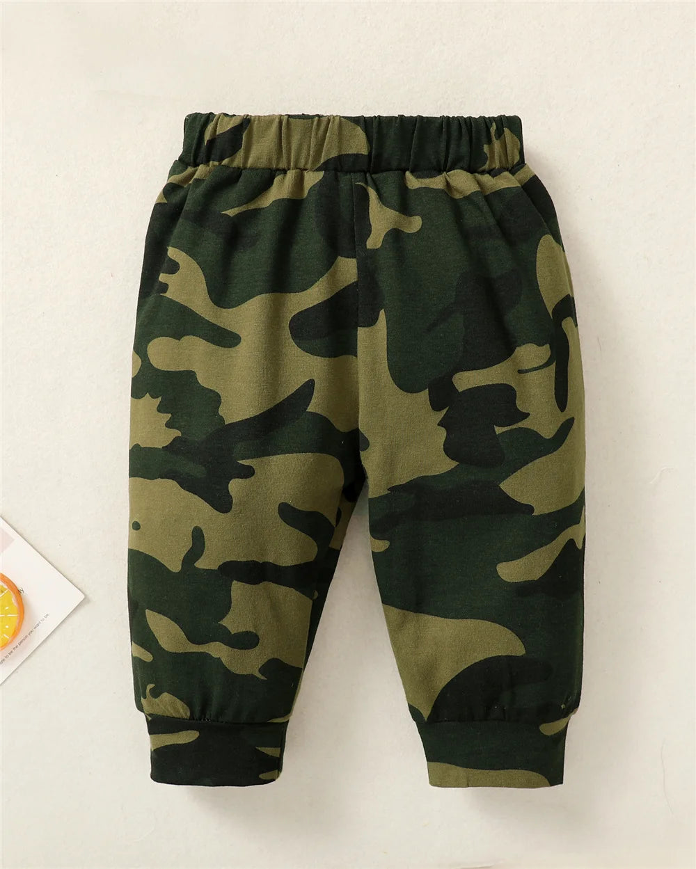 3PCS Baby Boy Camouflage Outfit with Letter Print Romper and Hat – 0–18 Months