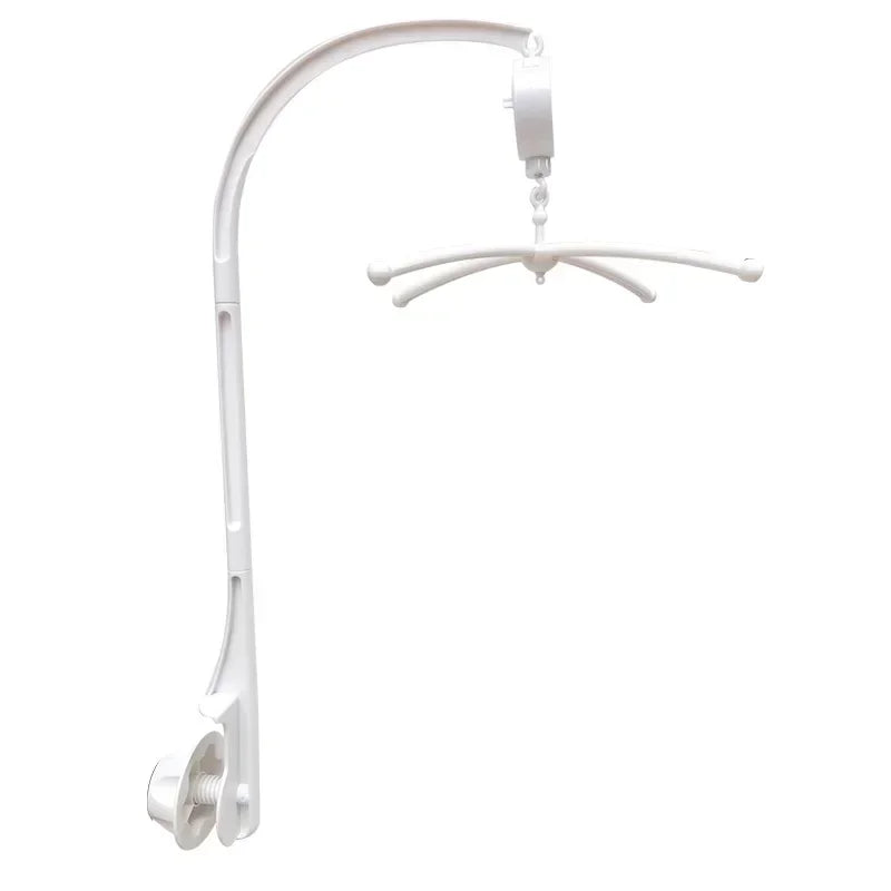360° Rotating Baby Crib Mobile Holder – White Plastic Music Box Arm for Newborn Bed Bells