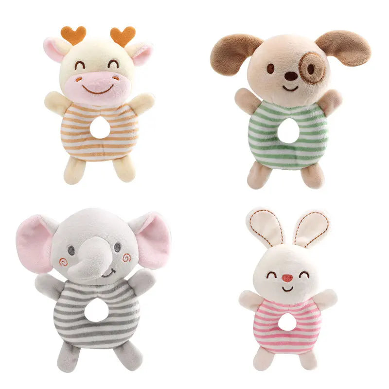 Newborn Plush Animal Rattle – Soft Cartoon Hand Ring Toy