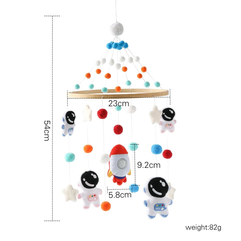 Baby Wooden Crib Mobile with Cartoon Rabbit Rattles | Bed Bell Toy & Arm Bracket for Newborns