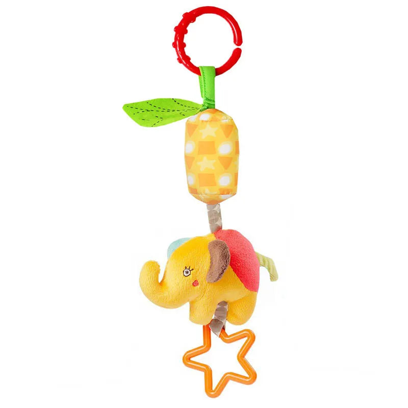 Hanging Sensory Rattle Toy – Plush Animal Teether for Cribs, Strollers & Car Seats