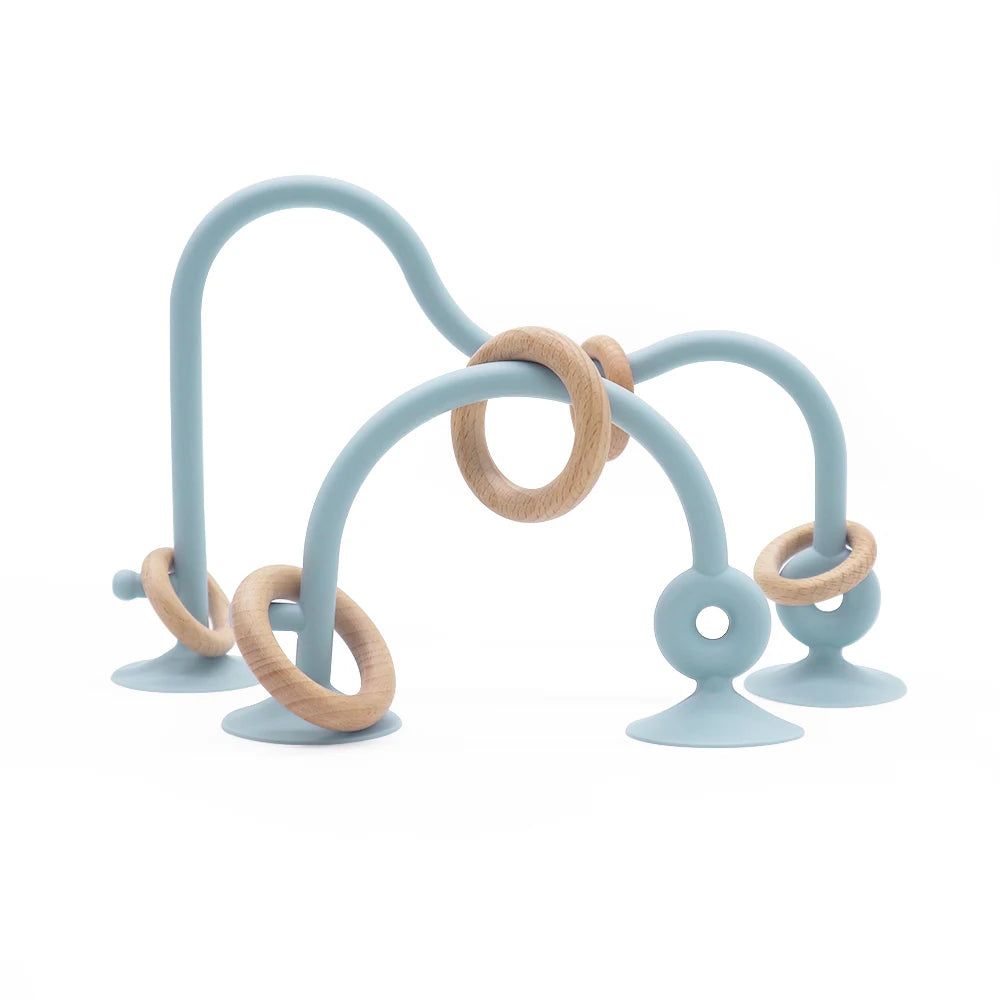 Soft Silicone & Wooden Ring Teether Toy for Babies – Safe Chewing & Newborn Photography Accessory