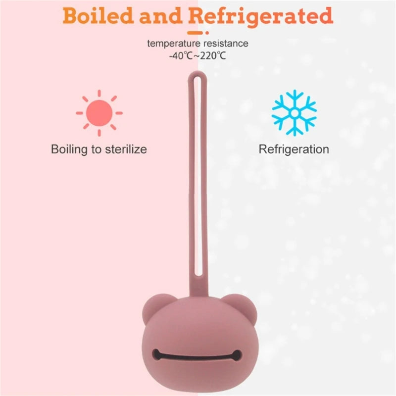 Bear Shaped Silicone Pacifier Case – Dustproof Soother Storage Bag for Babies and Toddlers