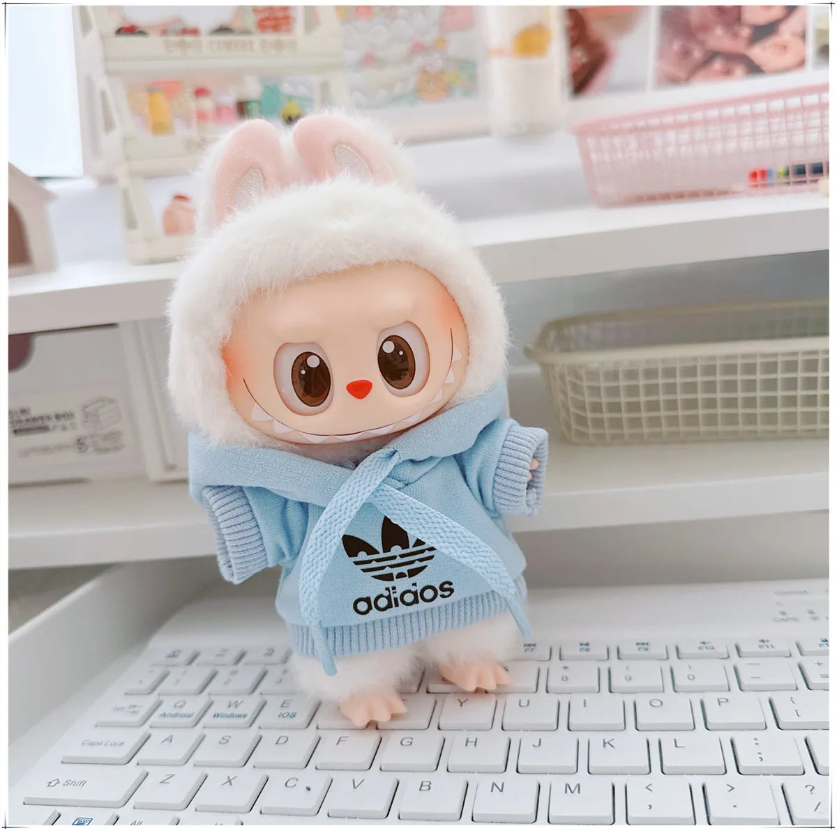 Labubu V1/V2/V3 Doll Clothing Set – Trendy Korean Hoodie & Pants Outfit 15–17cm Dolls