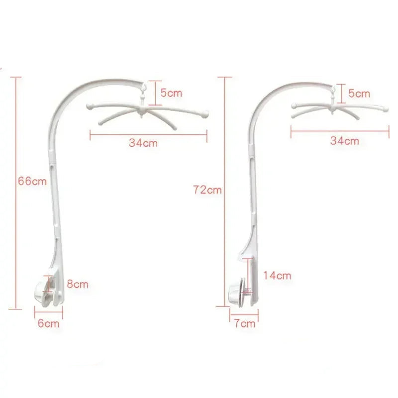 360° Rotating Baby Crib Mobile Holder – White Plastic Music Box Arm for Newborn Bed Bells